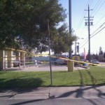The crime scene outside American Spirit bar on March 12, 2011.