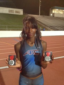 Alexis Browner with her two silver medals from the NorCal finals. 