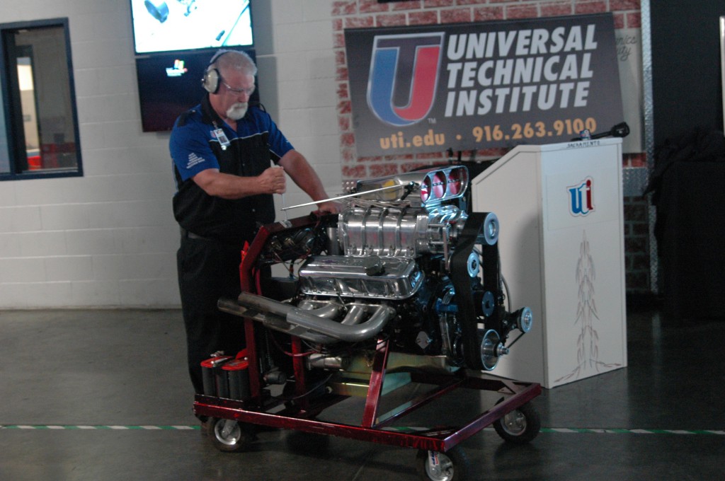 The donated engine is fired up for a demonstration. / Photo Jeremiah McWright