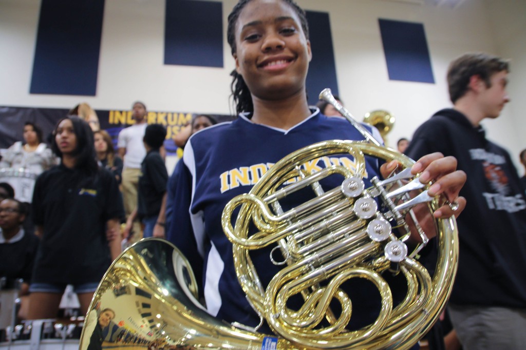 Daniel takes a break from performing at the last Inderkum v. Natomas High game. / Photo: Jeremiah McWright, NHS intern