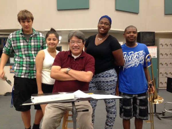 Mike Seto in the classroom with his music students. / Photo: O. Adhikari