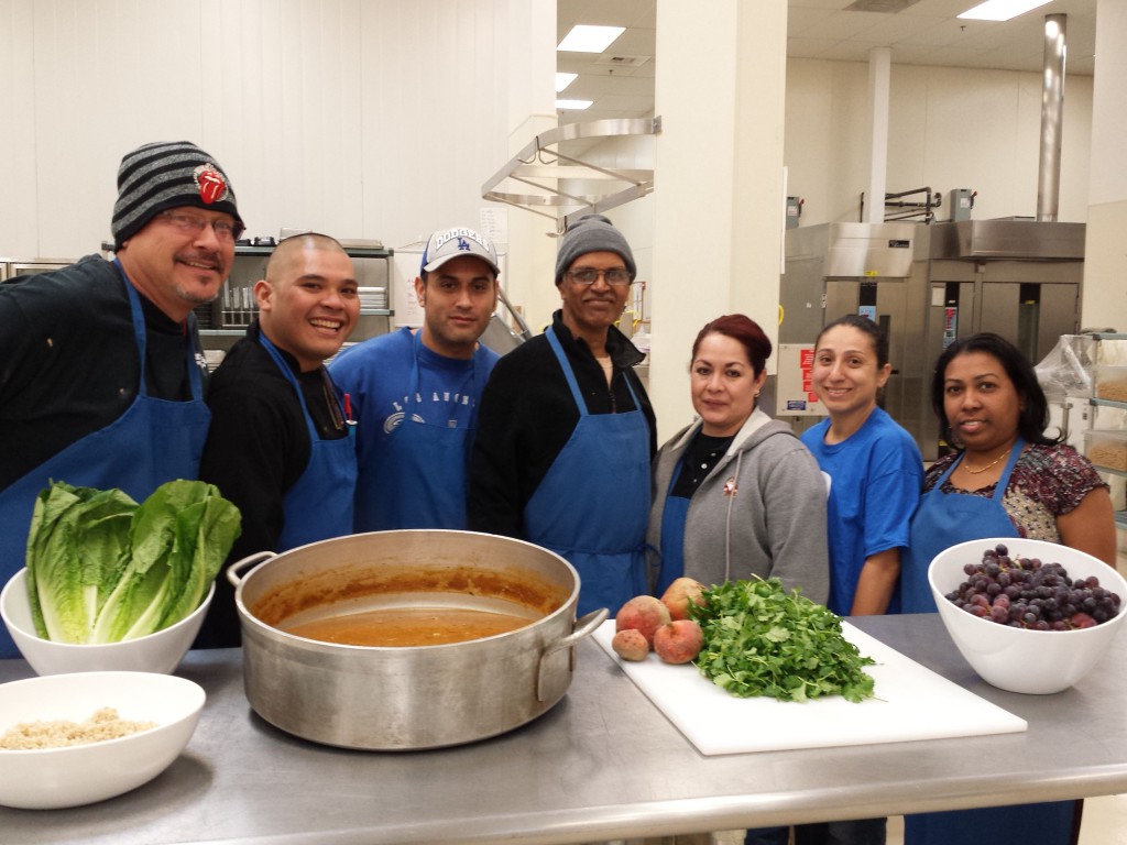 Natomas Unified kitchen staff (L-R) Mark Trujillo, Vince Caguin, James Valles, Jewendar Lal, Patricia Naranjo, Jennifer Orosco, Kamani Devi. / Photo: M. Laver