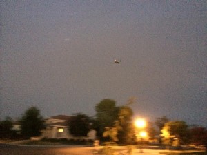 Photo posted by Beau Hause on THE NATOMAS BUZZ's Facebook page taken about 9 p.m. Sunday of the small plane making one of several passes over Macon Drive - about 3/4-mile south of Elkhorn Boulevardg.