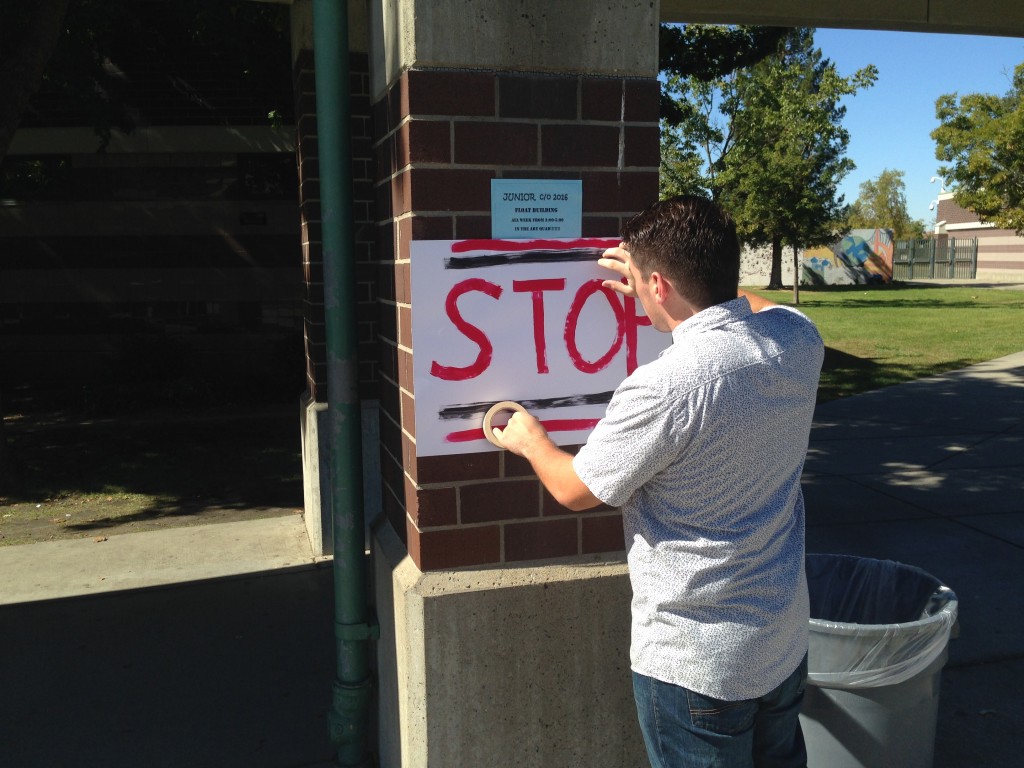 Natomas High students led Alejandra down the breezeway where the signs in order read: 1. Alejandra, 2. Follow these, 3. Pillars, 4. Now, 5: STOP. Where the young man was standing, waiting to ask her to the dance. / Photos Courtesy: Vince Caguin