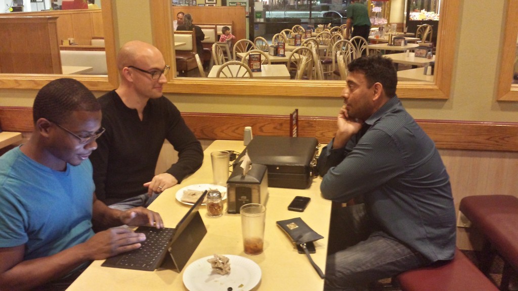 Candidate Jag Bains awaits Election Day returns with Natomas Unified school board member Ryan Herche. / Photo: Marc Laver