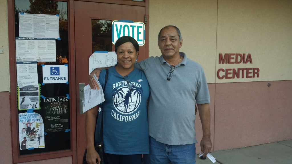 Tracy and Miguel Spencer.  Her quote was: "It is my duty as a citizen to vote. I am voting to elect more Democrats in all offices".