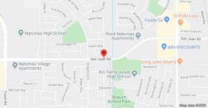 Map of location of fire at San Juan Road and Zenobia Way