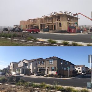 Split image of homes being built on top and finished home on bottom.