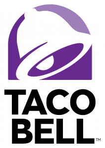 Image of purple bell silhouette with black letter underneath which reads TACO BELL.