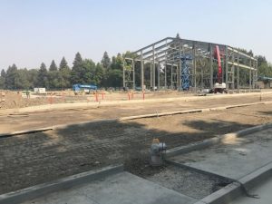 Image of steel beam frame of a building.