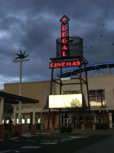 Image of Regal Cinemas marquee in Natomas with blank signag.e