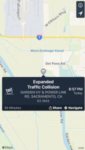 Expanded Traffic Collision Garden Hy & Power Line Rd, Sacramento, cA E3 M43 8:57 PM 30 minutes share Navigate